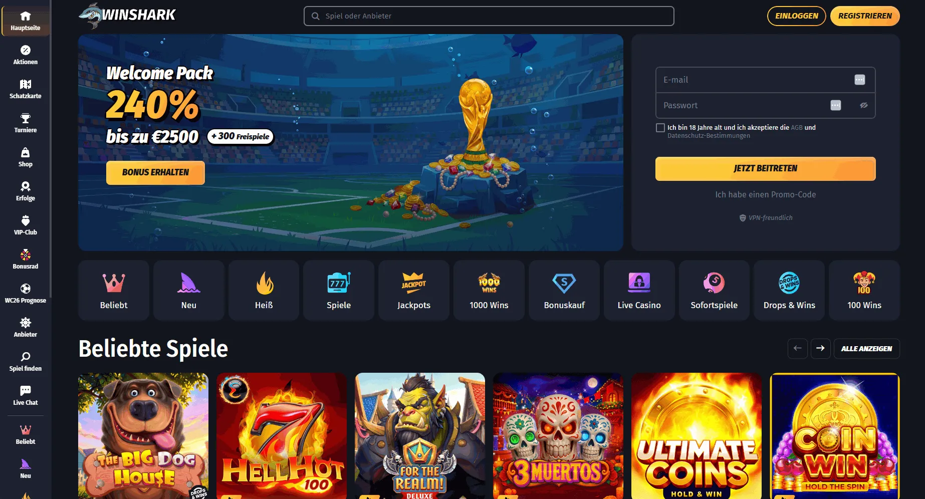 Winshark casino startseite